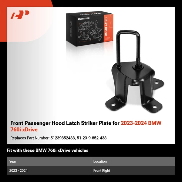 Front Passenger Hood Latch Striker Plate for 2023-2024 BMW 760i xDrive