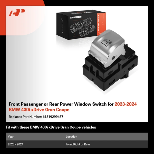 Front Passenger or Rear Power Window Switch for 2023-2024 BMW 430i xDrive Gran Coupe