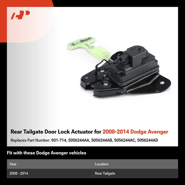 Rear Tailgate Door Lock Actuator for 2008-2014 Dodge Avenger