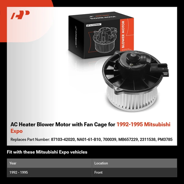 AC Heater Blower Motor with Fan Cage for 1992-1995 Mitsubishi Expo