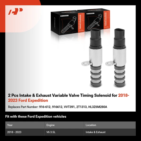 2 Pcs Intake & Exhaust Variable Valve Timing Solenoid for 2018-2023 Ford Expedition