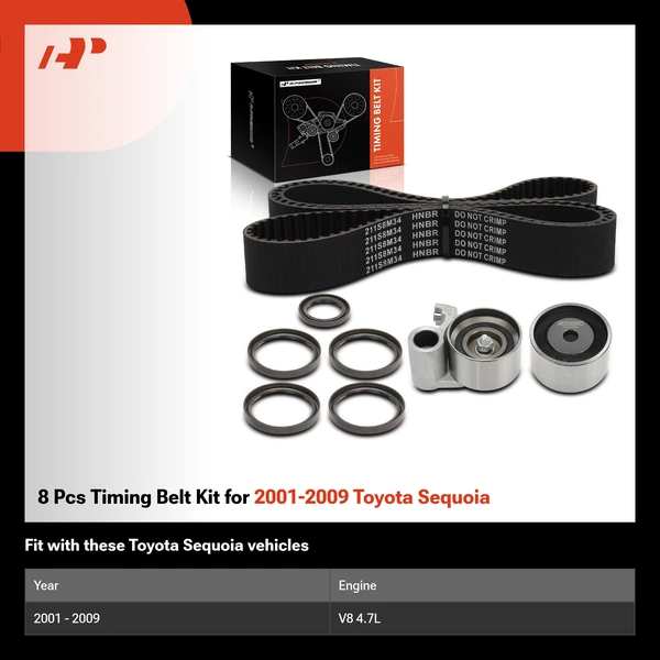 8 Pcs Timing Belt Kit for 2001-2009 Toyota Sequoia