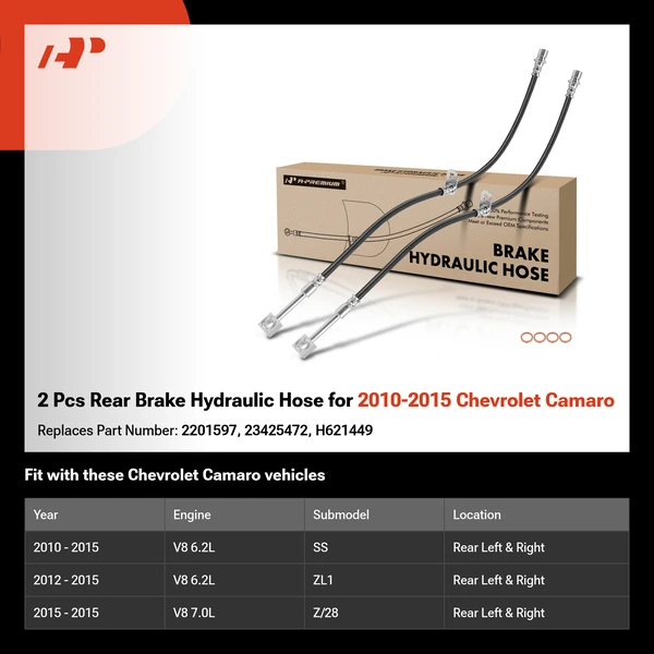 2 Pcs Rear Brake Hydraulic Hose for 2010-2015 Chevrolet Camaro