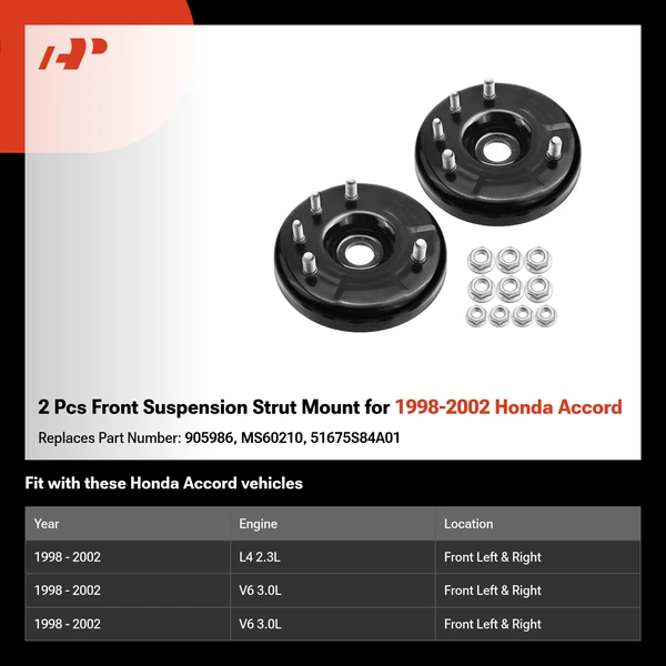 2 Pcs Front Suspension Strut Mount for 1998-2002 Honda Accord
