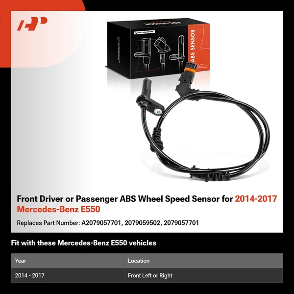 Front Driver or Passenger ABS Wheel Speed Sensor for 2014-2017 Mercedes-Benz E550