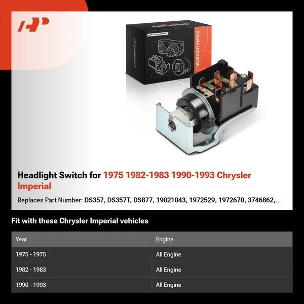 Headlight Switch for 1975 1982-1983 1990-1993 Chrysler Imperial