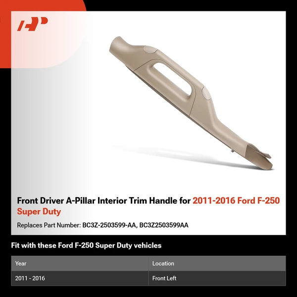 Front Driver A-Pillar Interior Trim Handle for 2011-2016 Ford F-250 Super Duty