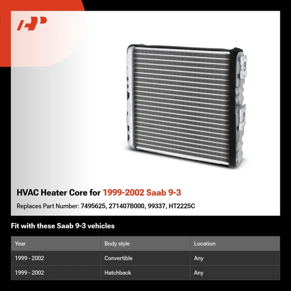 HVAC Heater Core for 1999-2002 Saab 9-3