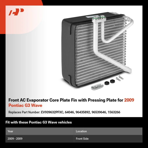 Front AC Evaporator Core Plate Fin with Pressing Plate for 2009 Pontiac G3 Wave