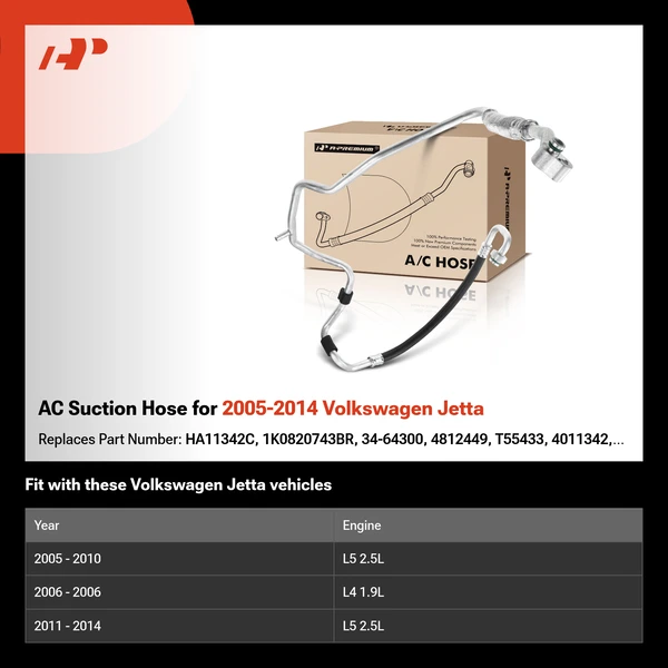 AC Suction Hose for 2005-2014 Volkswagen Jetta