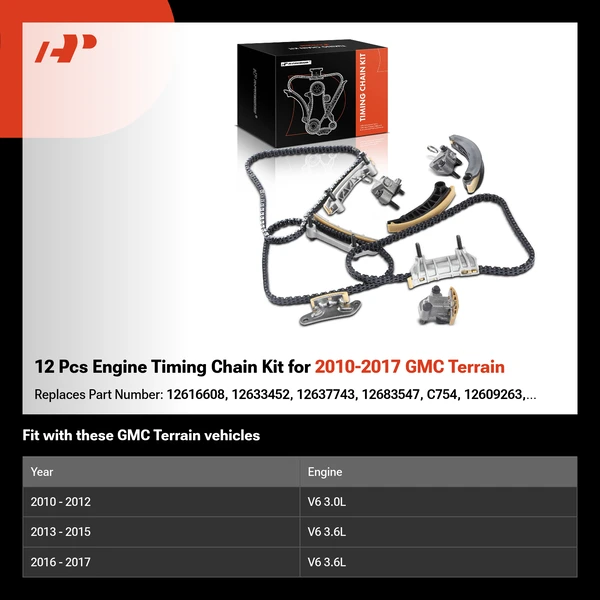 12 Pcs Engine Timing Chain Kit for 2010-2017 GMC Terrain