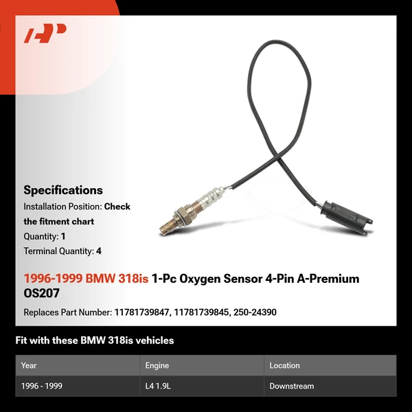 1996-1999 BMW 318is 1-Pc Oxygen Sensor 4-Pin A-Premium OS207