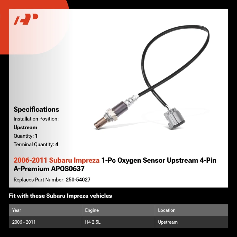 2006-2011 Subaru Impreza 1-Pc Oxygen Sensor Upstream 4-Pin A-Premium APOS0637