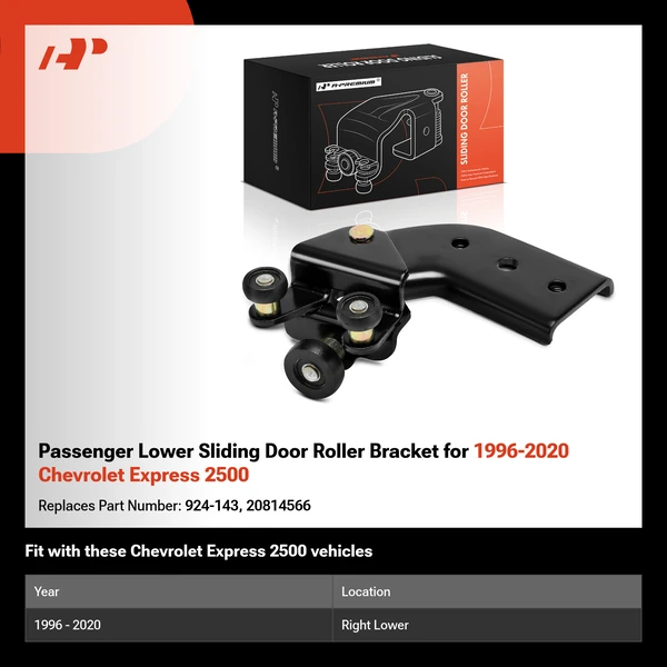 Passenger Lower Sliding Door Roller Bracket for 1996-2020 Chevrolet Express 2500