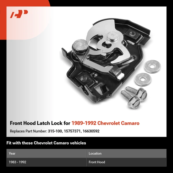 Front Hood Latch Lock for 1989-1992 Chevrolet Camaro