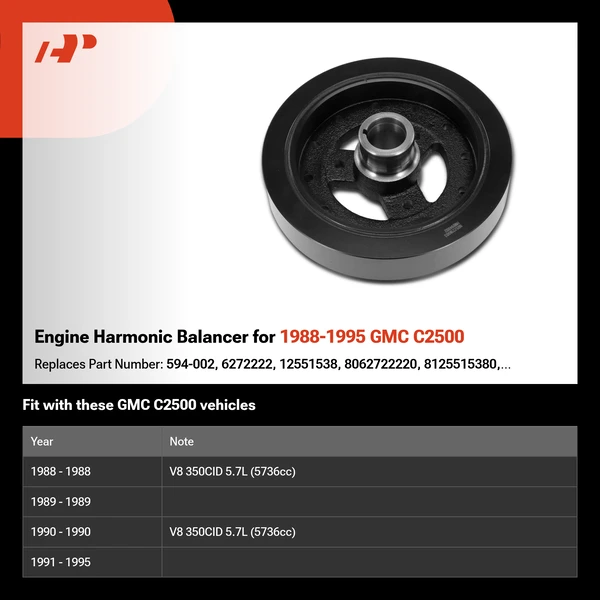 Engine Harmonic Balancer for 1988-1995 GMC C2500