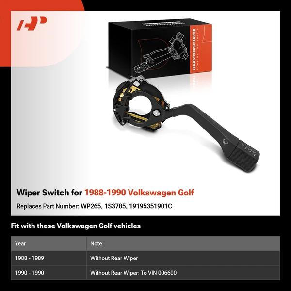 Wiper Switch for 1988-1990 Volkswagen Golf