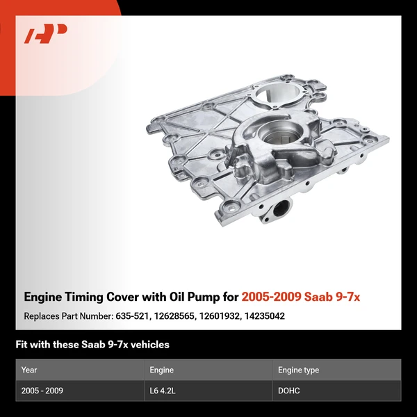 Engine Timing Cover with Oil Pump for 2005-2009 Saab 9-7x