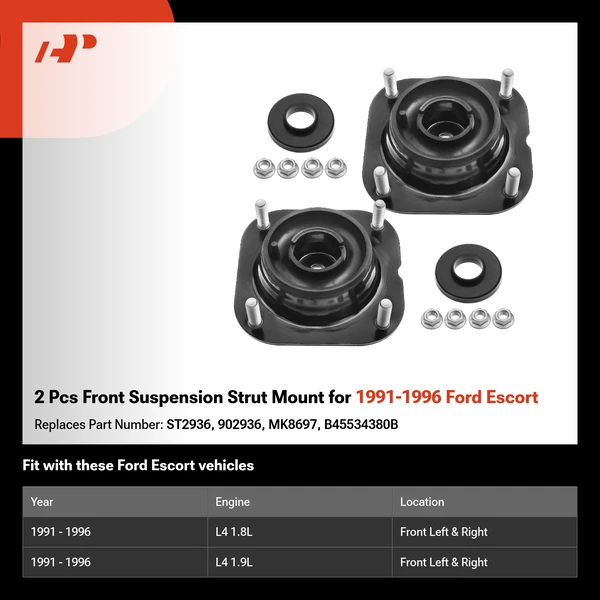 2 Pcs Front Suspension Strut Mount for 1991-1996 Ford Escort