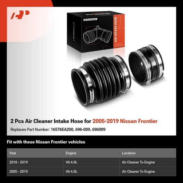 2 Pcs Air Cleaner Intake Hose for 2005-2019 Nissan Frontier