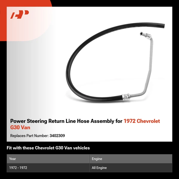 Power Steering Return Line Hose Assembly for 1972 Chevrolet G30 Van