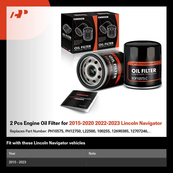 2 Pcs Engine Oil Filter for 2015-2020 2022-2023 Lincoln Navigator