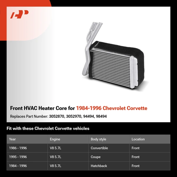 Front HVAC Heater Core for 1984-1996 Chevrolet Corvette