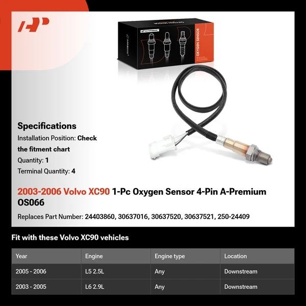 2003-2006 Volvo XC90 1-Pc Oxygen Sensor 4-Pin A-Premium OS066