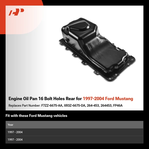 Engine Oil Pan 16 Bolt Holes Rear for 1997-2004 Ford Mustang