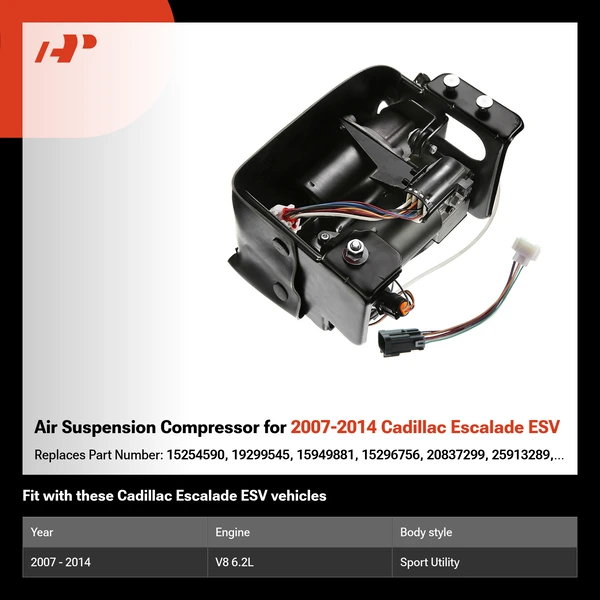 Air Suspension Compressor for 2007-2014 Cadillac Escalade ESV