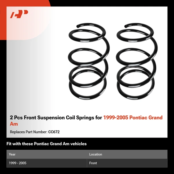 2 Pcs Front Suspension Coil Springs for 1999-2005 Pontiac Grand Am