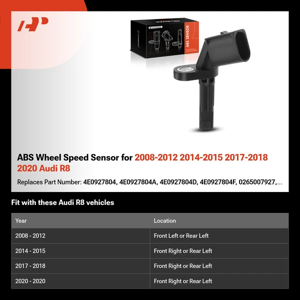 ABS Wheel Speed Sensor for 2008-2012 2014-2015 2017-2018 2020 Audi R8