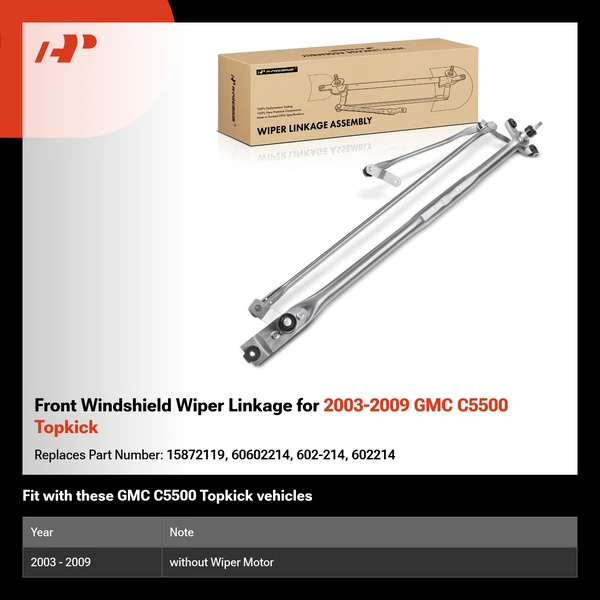 Front Windshield Wiper Linkage for 2003-2009 GMC C5500 Topkick