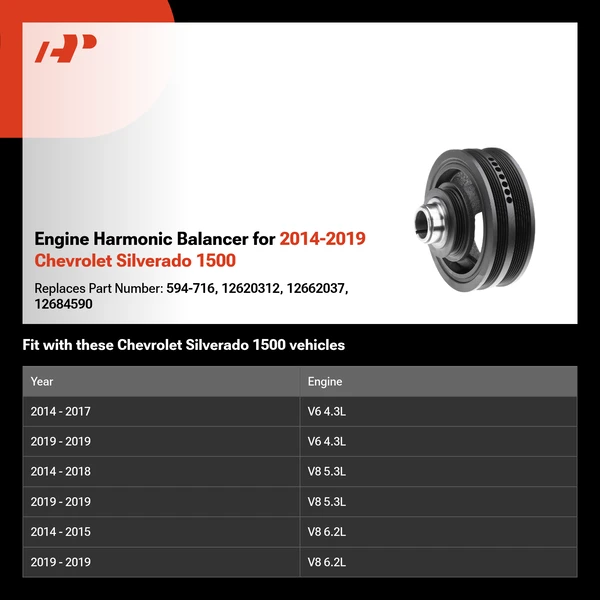 Engine Harmonic Balancer for 2014-2019 Chevrolet Silverado 1500