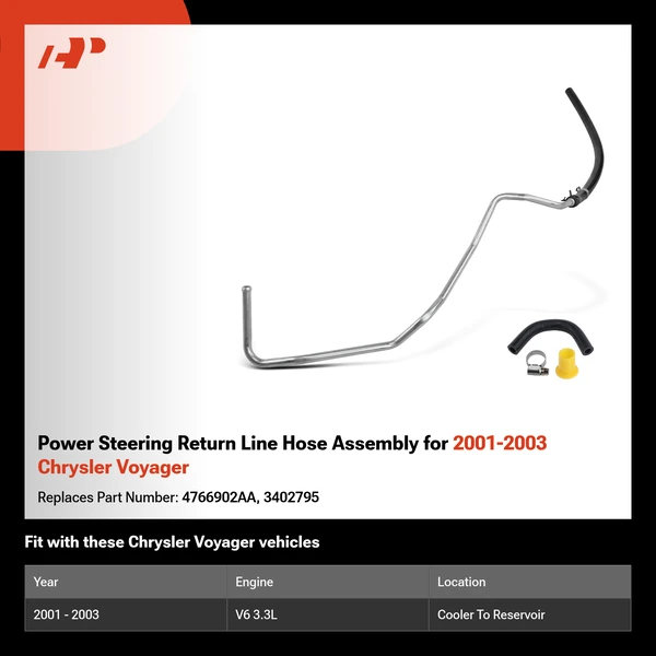 Power Steering Return Line Hose Assembly for 2001-2003 Chrysler Voyager