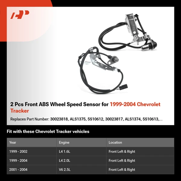 2 Pcs Front ABS Wheel Speed Sensor for 1999-2004 Chevrolet Tracker