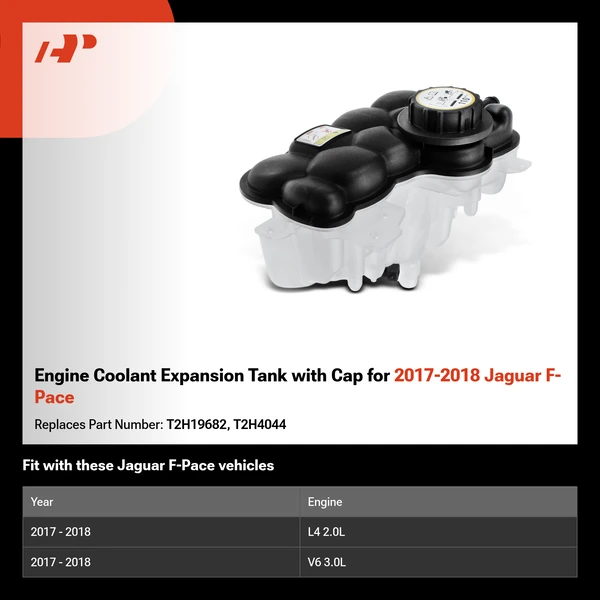 Engine Coolant Expansion Tank with Cap for 2017-2018 Jaguar F-Pace