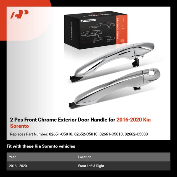 2 Pcs Front Chrome Exterior Door Handle for 2016-2020 Kia Sorento