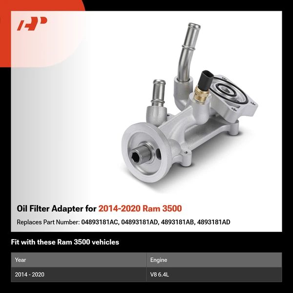 Oil Filter Adapter for 2014-2020 Ram 3500