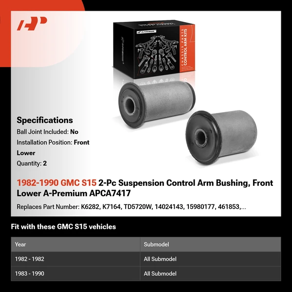 1982-1990 GMC S15 2-Pc Suspension Control Arm Bushing, Front Lower A-Premium APCA7417