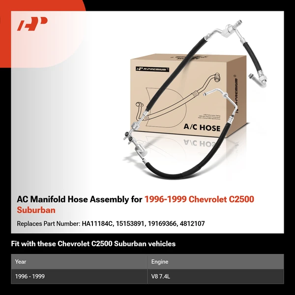 AC Manifold Hose Assembly for 1996-1999 Chevrolet C2500 Suburban