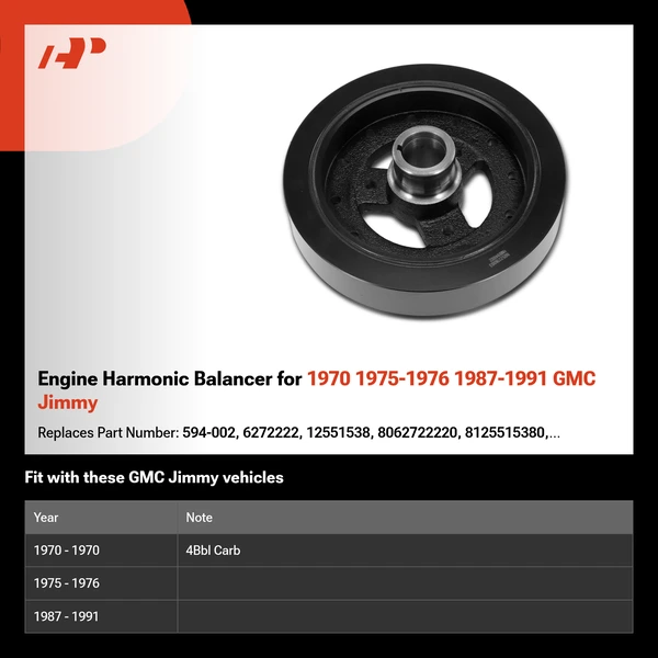 Engine Harmonic Balancer for 1970 1975-1976 1987-1991 GMC Jimmy