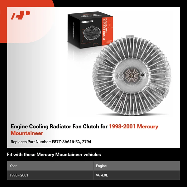 Engine Cooling Radiator Fan Clutch for 1998-2001 Mercury Mountaineer