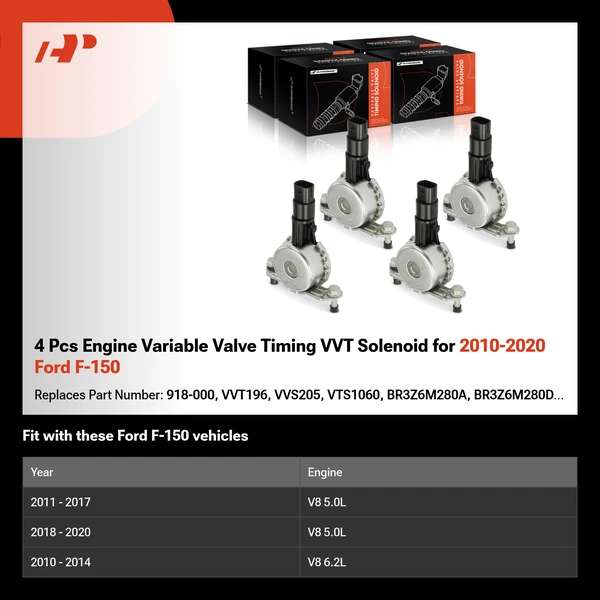 4 Pcs Engine Variable Valve Timing VVT Solenoid for 2010-2020 Ford F-150