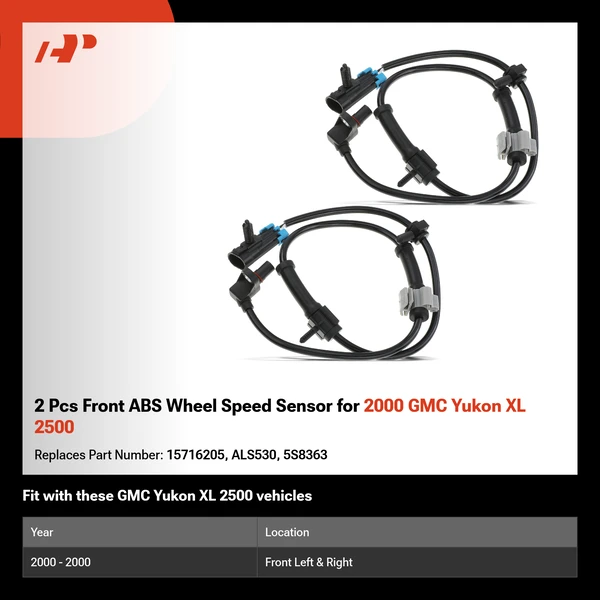 2 Pcs Front ABS Wheel Speed Sensor for 2000 GMC Yukon XL 2500
