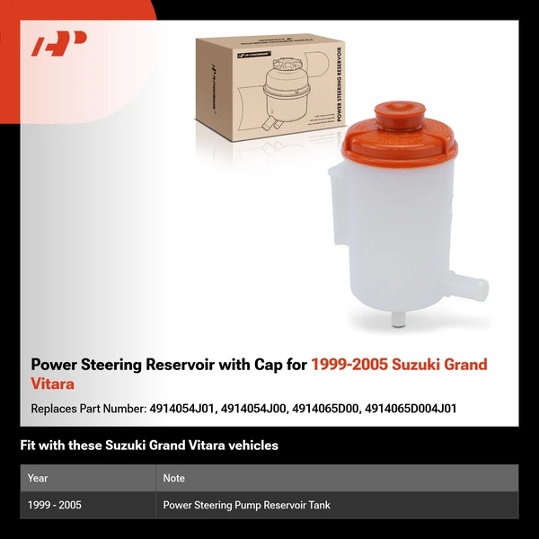 Power Steering Reservoir with Cap for 1999-2005 Suzuki Grand Vitara