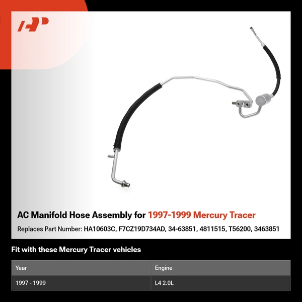 AC Manifold Hose Assembly for 1997-1999 Mercury Tracer