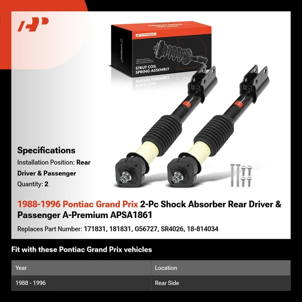 1988-1996 Pontiac Grand Prix 2-Pc Shock Absorber Rear Driver & Passenger A-Premium APSA1861