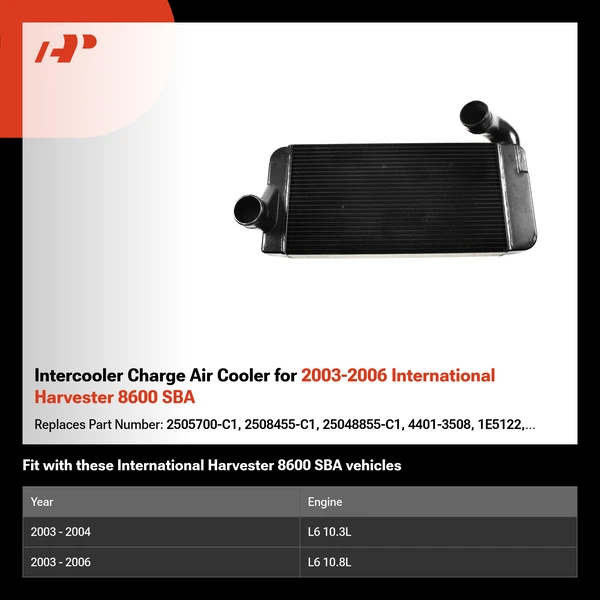 Intercooler Charge Air Cooler for 2003-2006 International Harvester 8600 SBA