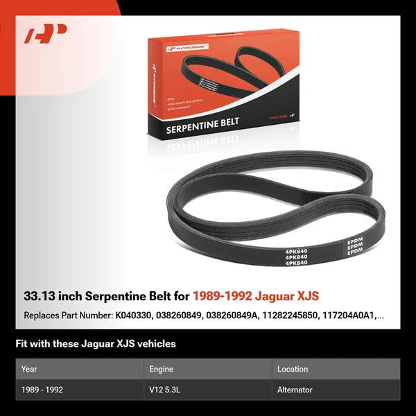 33.13 inch Serpentine Belt for 1989-1992 Jaguar XJS